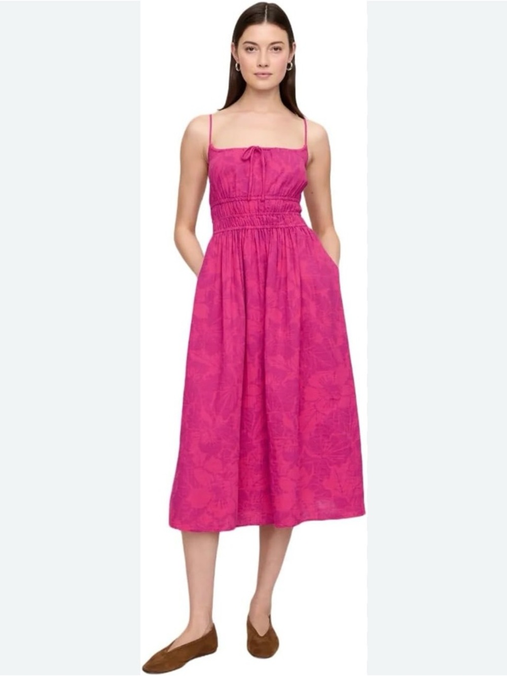 GAP Hot Pink Cotton Sundress- Floral Print- Size Large - Picture 2 of 12